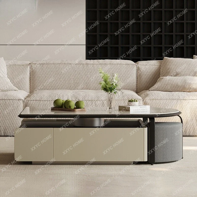 

Hminimalist large-capacity storage living room small apartment retractable coffee table