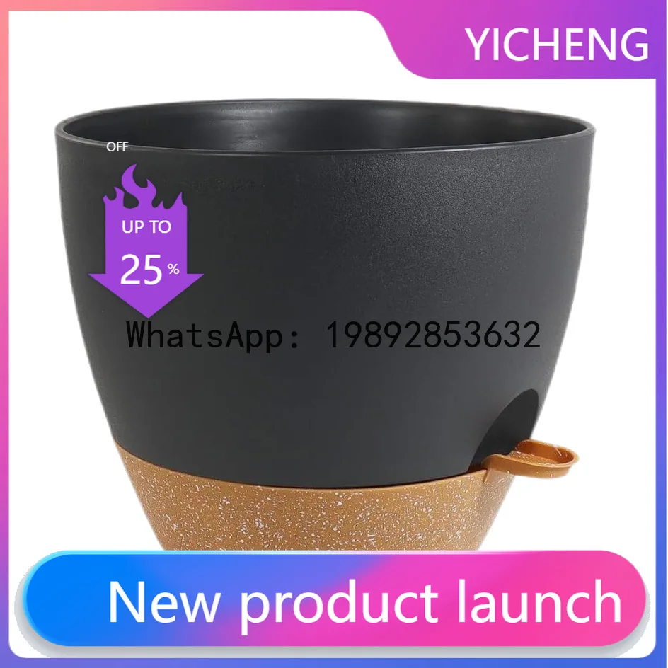 PYJ color matching lazy self-priming water mixed-inch 5-piece set plastic flower pot including pot holder- 6 pcs