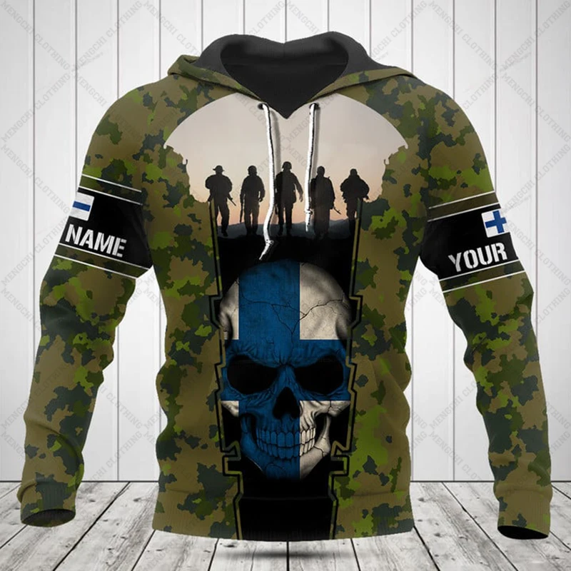 

Customize Finland Camouflage Hoodies Shirts Loose Unisex Sweatshirts Casual Oversized Tops Pullover Outdoor Streetwear 6XL