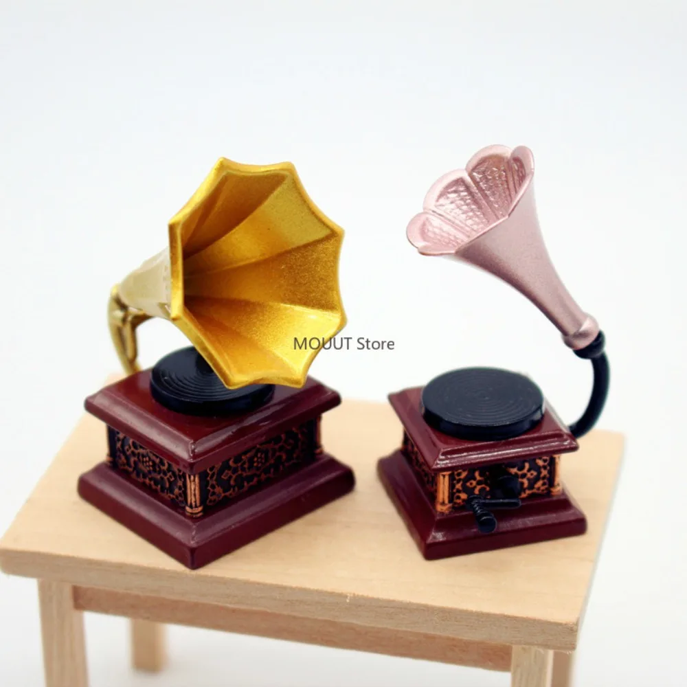 1PC Dollhouse Gramophone Model Miniatures Record Player Retro Model Home Ornament Decoration Miniature Model Accessories