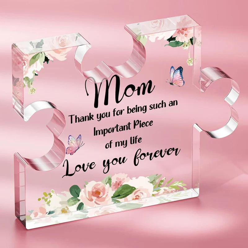 Thank You Mom Gift, Acrylic Puzzle-Shaped Decor Home Decor Grateful Anniversaries Gift for Mother's Valentine's Day