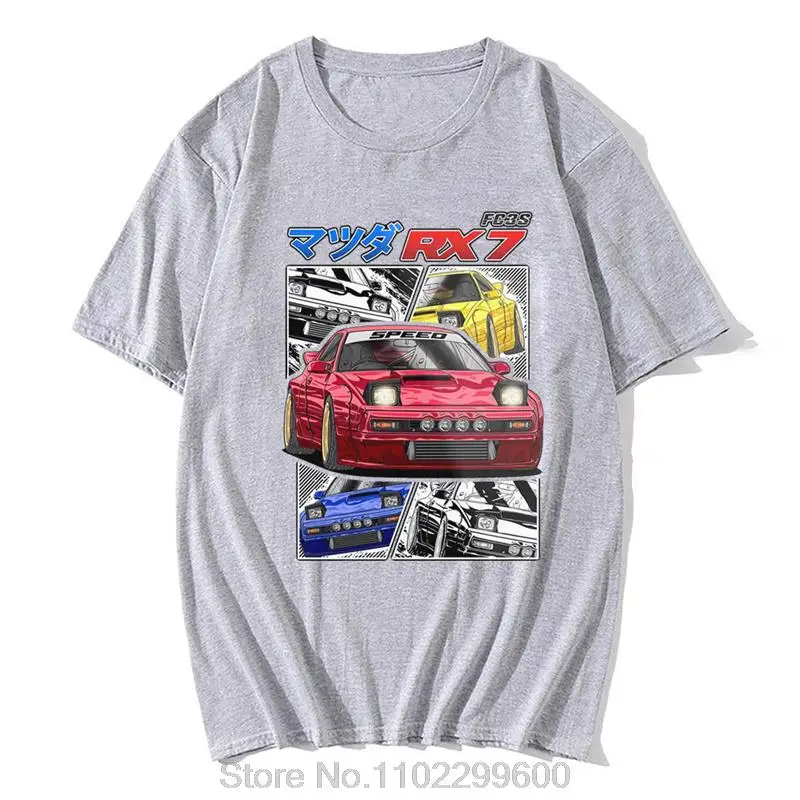 JDM Mazda RX-7 Turbo II T Shirt Initial D Summer FC3S Manga Printed Japan Streetwear Unisex Male Harajuku Tops O-neck Party