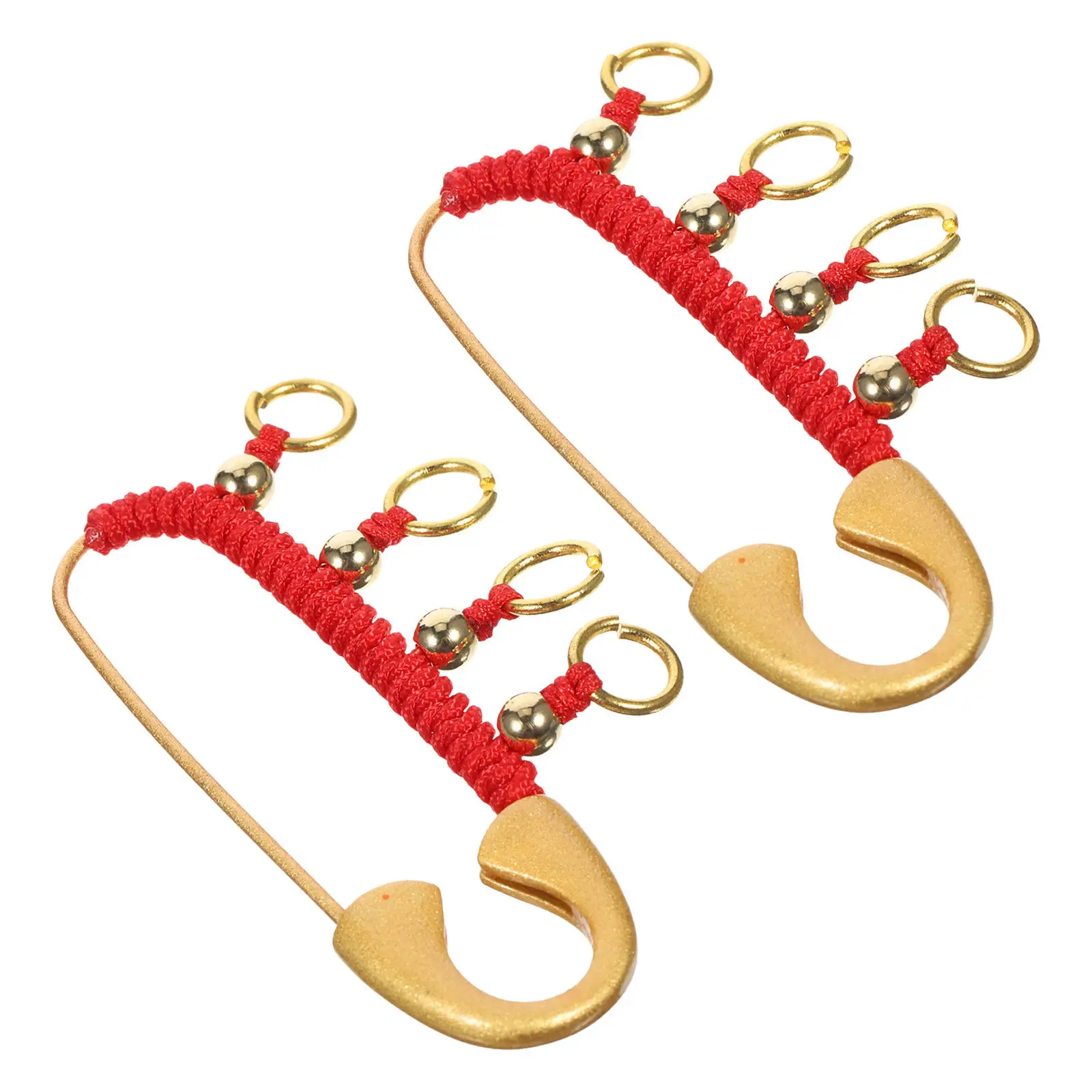2 Pcs Red Rope Braided Safety Pin Feng Shui Protection Brooch Pin Baby Safety Pins Chinese Vintage Brass Amulet For Pregnancy