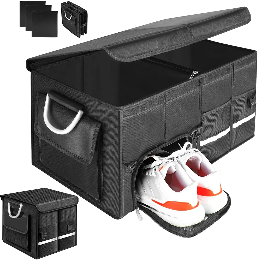 28L/55L Foldable Trunk Storage Box Waterproof Oxford Cloth Large Capacity Car Organizer for Camping/Fishing Easy to Carry