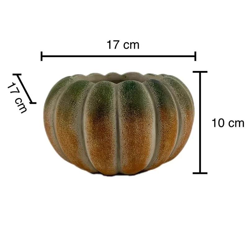 Handmade Ceramic Cement Flower Pot  Natural Pumpkin-Shape Planter  Potted Plant Container Outdoor Desktop Succulent Pot