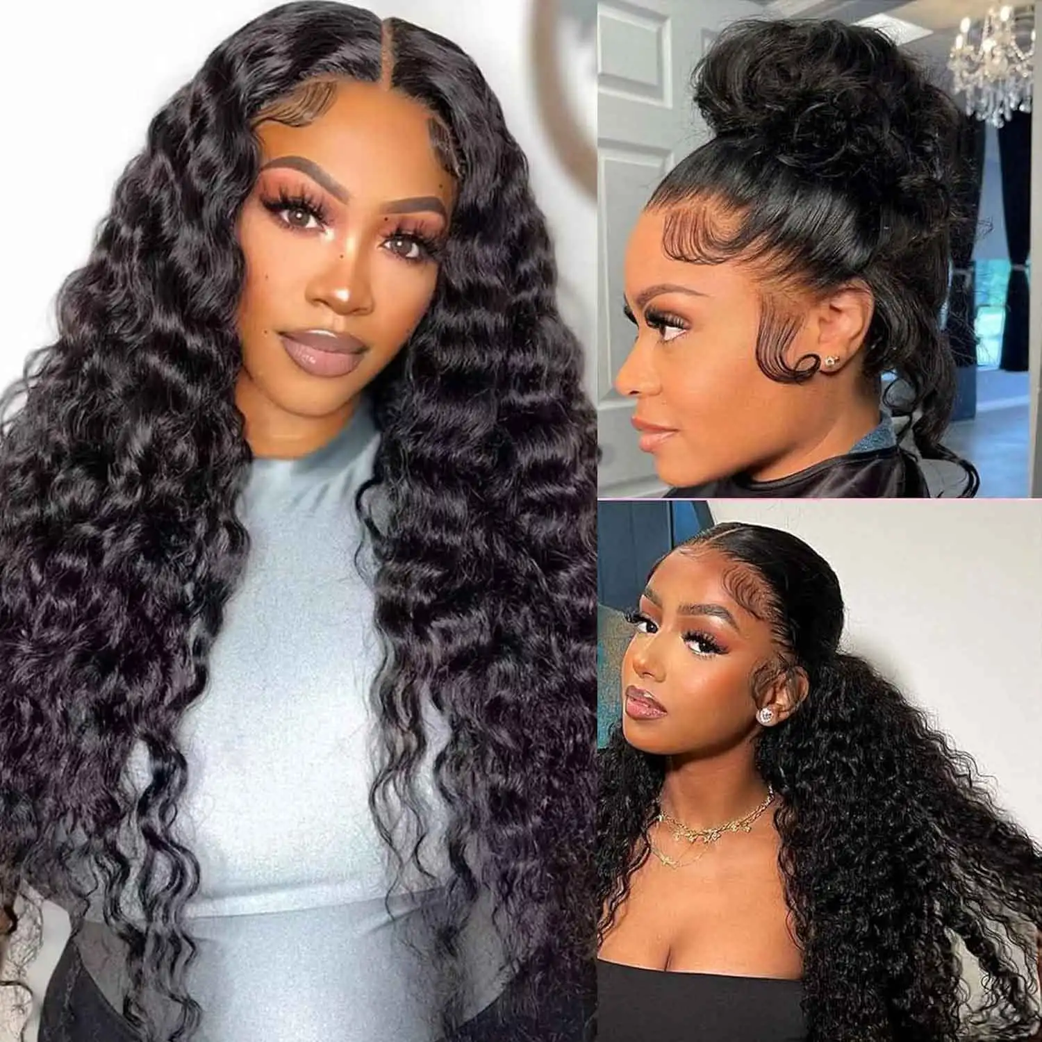 180% Deep Wave 13x6 Lace Front Human Hair Wigs 30 40Inch Brazilian Remy Water Curly 13x4 Frontal 5x5 Closure Wig For Women