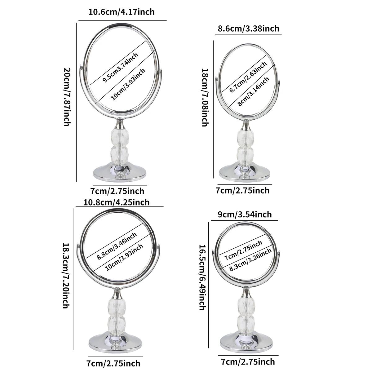 1Pcs Desktop Standing Makeup Mirror With Paper Box Crystal Handle Beauty Mirror 360 ° Flip Double-Sided High-Definition Mirror