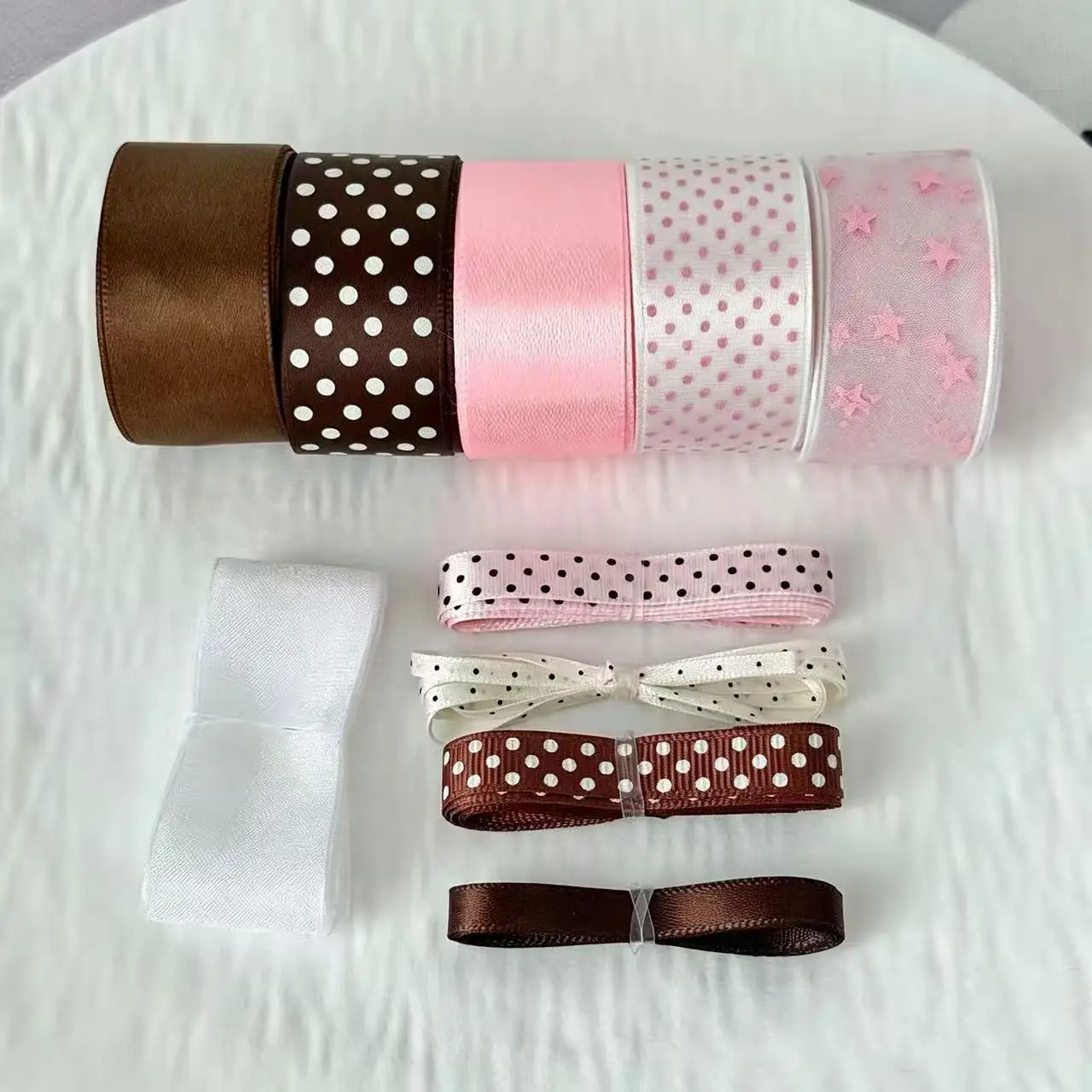 10-teiliges Set koreanischer Stil Ins Kaffeepulver Polka Dot Stern Schleifenband DIY Bar Dekorationsmaterial Paket Geschenkband – Detail 2