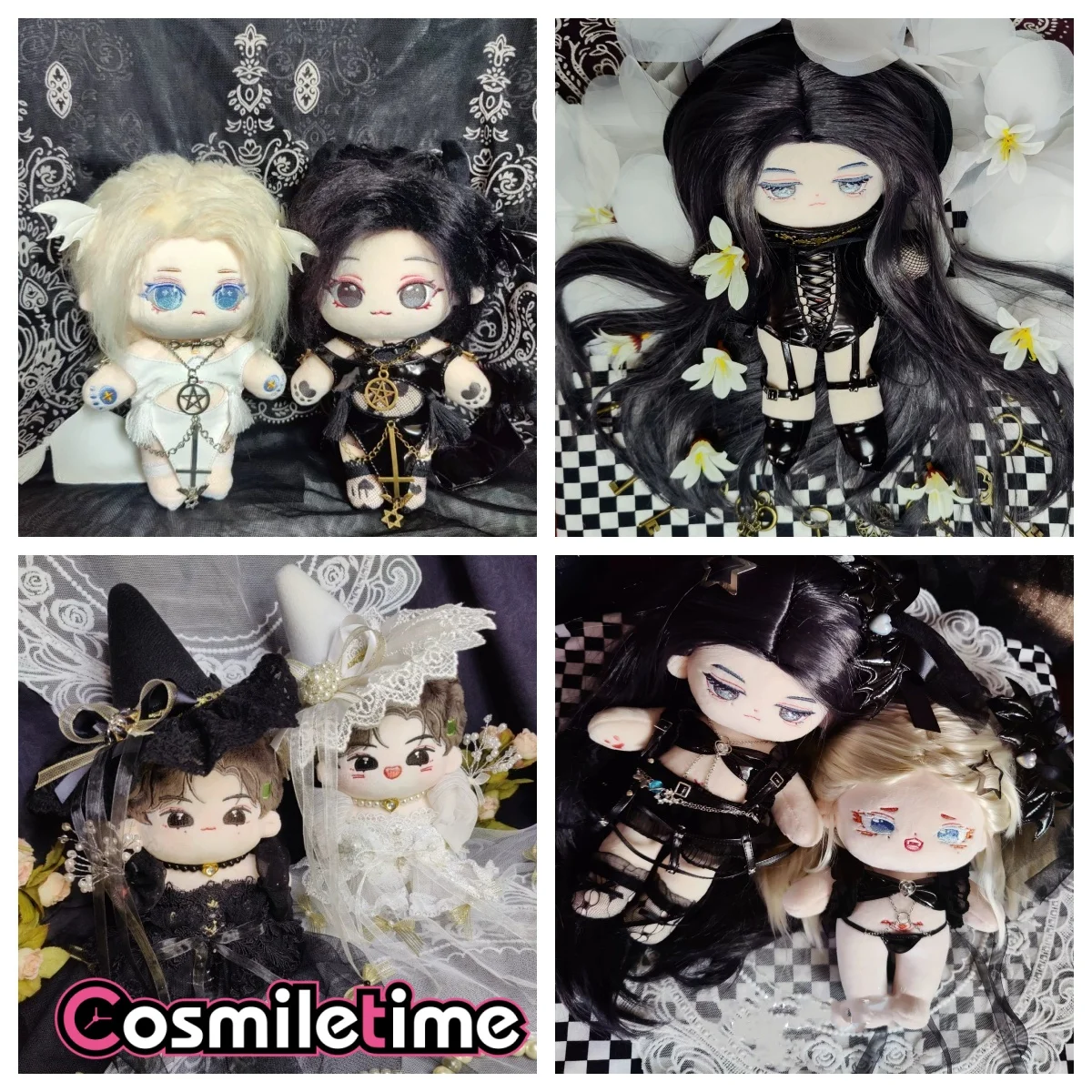 Gothic Style Cotton Doll Clothes Fit 20CM Plush Doll Multi Options Lace Outfit Set Handmade Doll Costume Cosplay Dress Up YZ