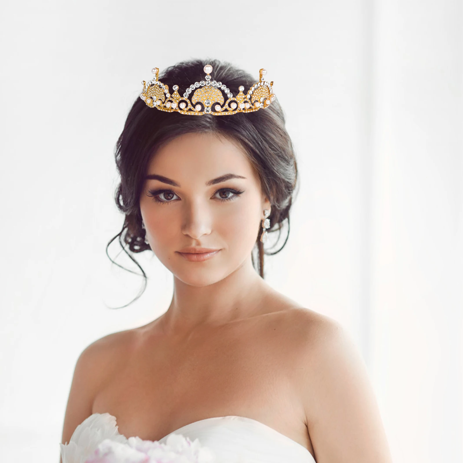 

Pearl Crown Hairb Bridal Headpiece Wedding Accessory Rhinestone Headdress Shell Tiara Bride Bridesmaid Prom Party Hairstyling
