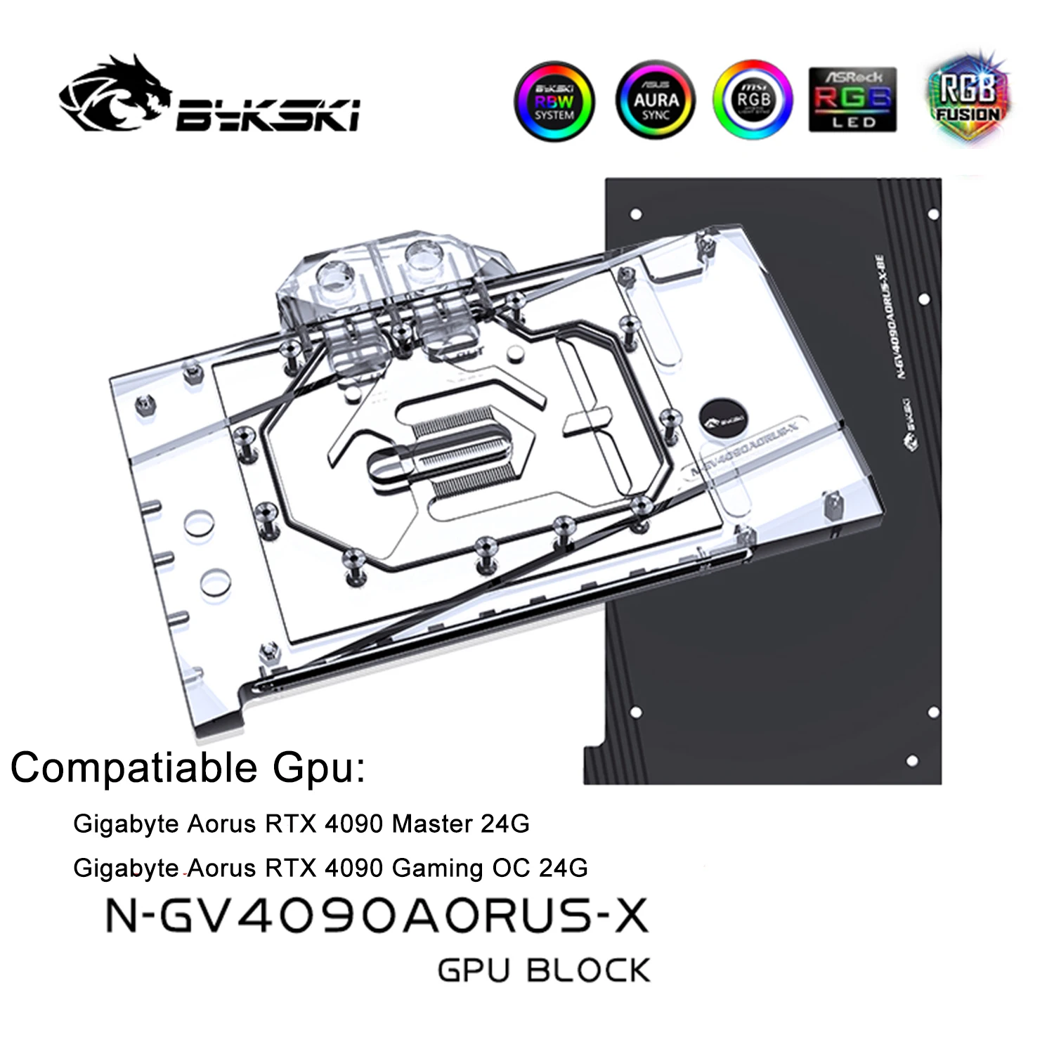 Bykski 4090 Series GPU Water Cooling Block for GIGABYTE AORUS 4090 MASTER 24G Liquid Cooler System N-GV4090AORUS-X