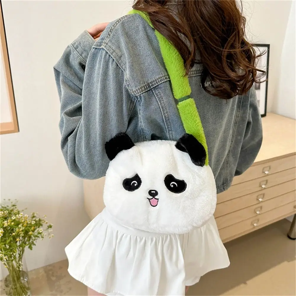 Fashion Soft Plush Toy Bag Cute Panda Cartoon Doll Crossbody Bag Embroidery Portable Shoulder Bag for Women Girls