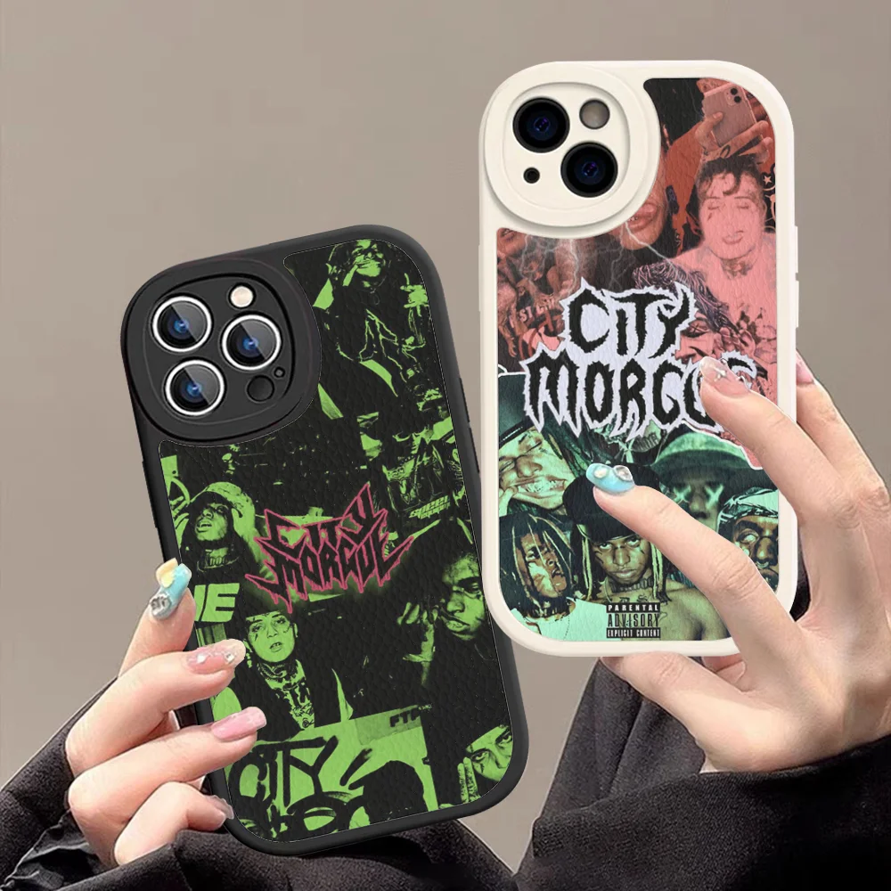 C-City Morgue Zillakami Phone Case Hard Leather For IPhone 16 15 14 13 12 Mini 11 14 Pro Max Xs X Xr 7 8 Plus Fundas