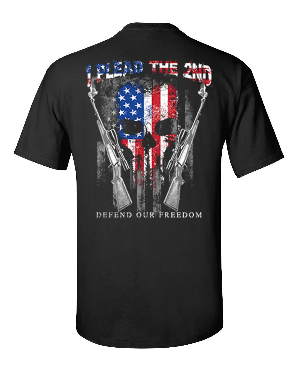 I Plead The Second American Flag Skull Defend Our Freedom Adult Short