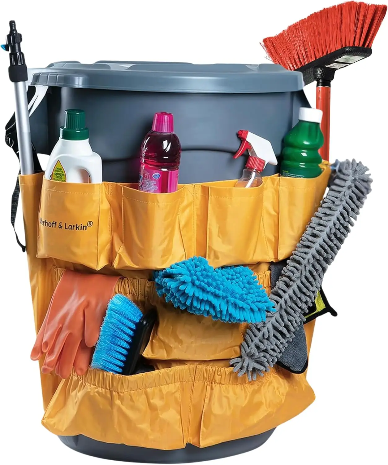 

Trash Can Caddy Bag Fits 32-55 Gallon Can Brute & Uline Compatible Heavy Duty Vinyl Garbage Bin Apron XL Commercial Si