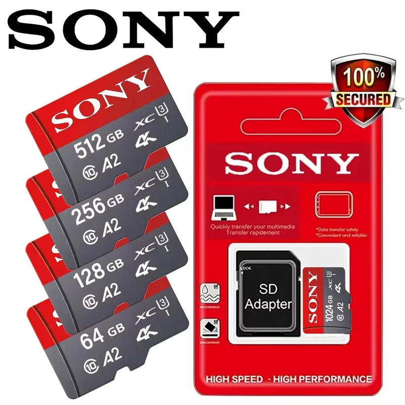 

SONY 1TB Micro SD Card Mini Memory Class 10 High Speed 4K Ultra-HD Video A2 TF Flash Card MicroSD for Xiaomi Camera Phone Drone