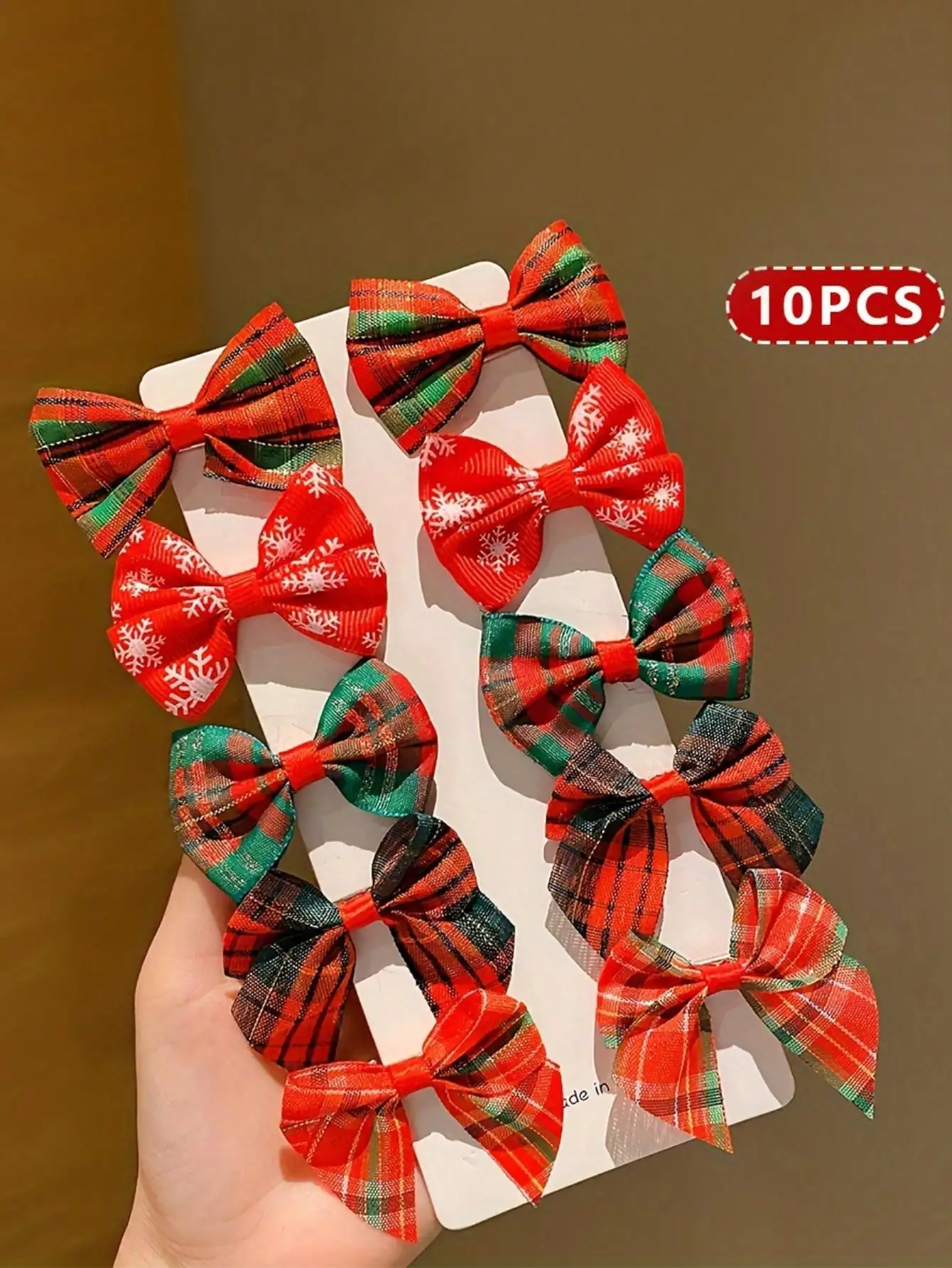 

10 Pieces of Sweet and Cute Christmas Hairpins for Girls, Bow Hair Accessories for Teenagers and Girls