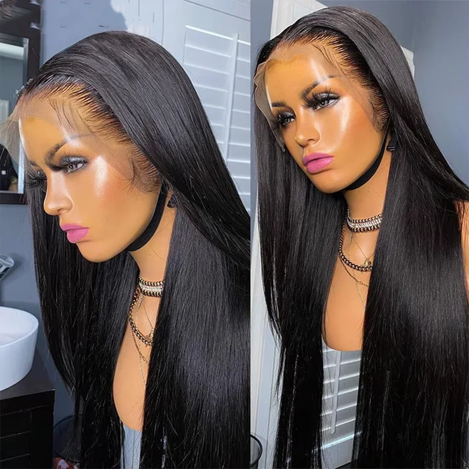 

30-дюймовый прямой парик из натуральных волос 13x6, кружевной фронтальный парик для женщин, предварительно выщипанный, 13x4, прозрачный кружевной фронтальный парик, готовый к ношению