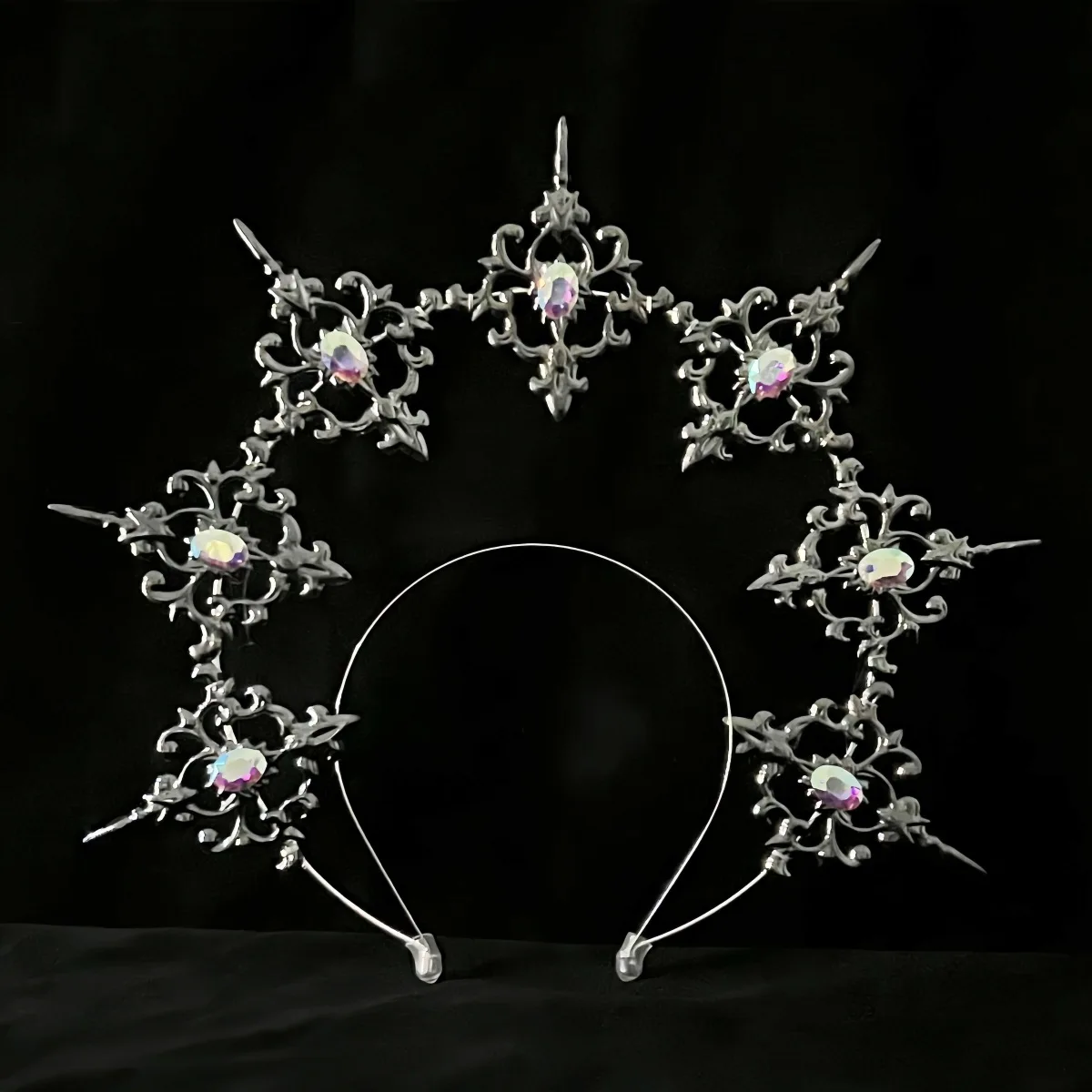 Gothic Lolita Sun Halo Headdress Stars Goddess Crown For Women Boho Wedding Headpiece