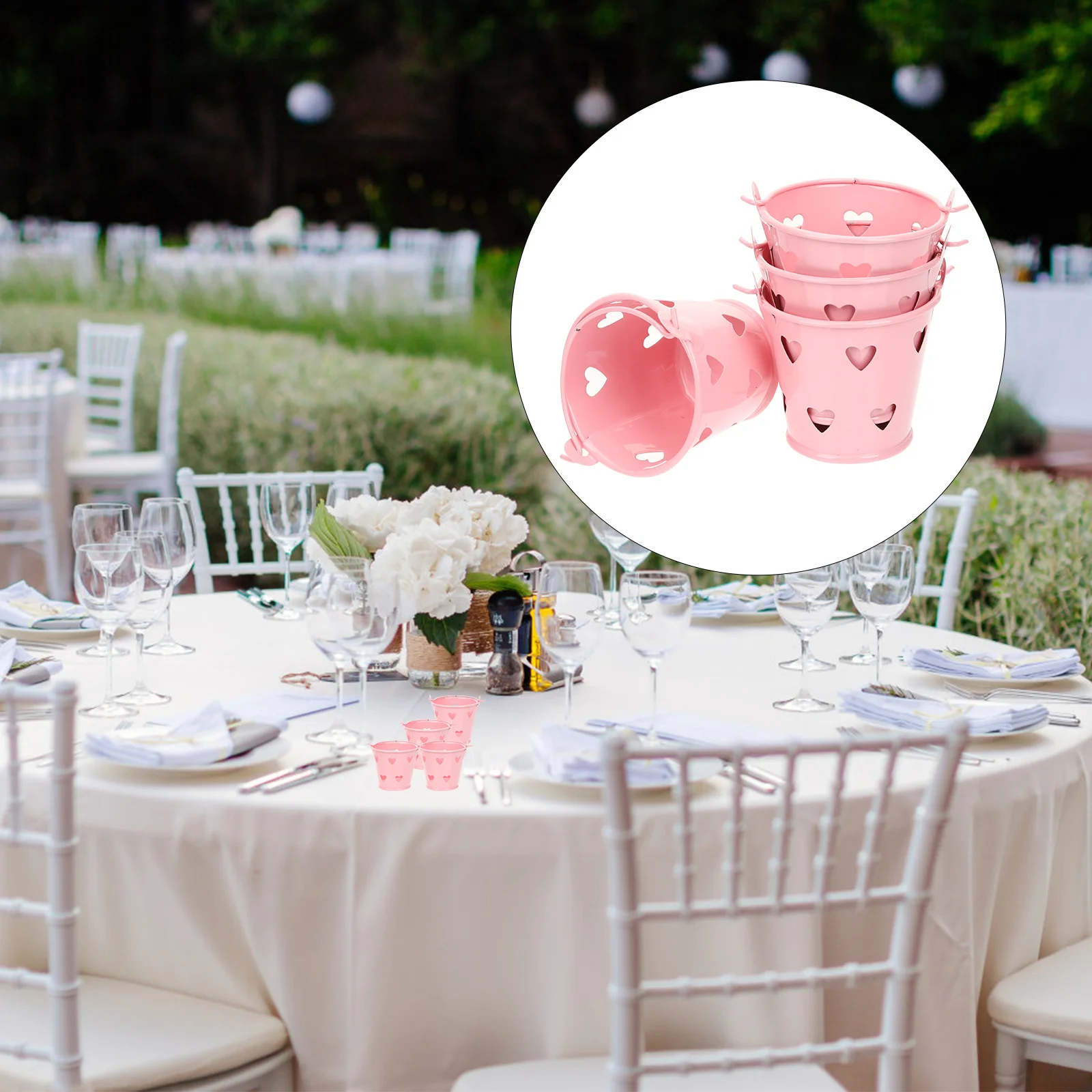 

6Pcs Mini Handheld Metal Buckets Hollow Design Small Candy Buckets for Party Favors Wedding Candy Containers Holiday Gift