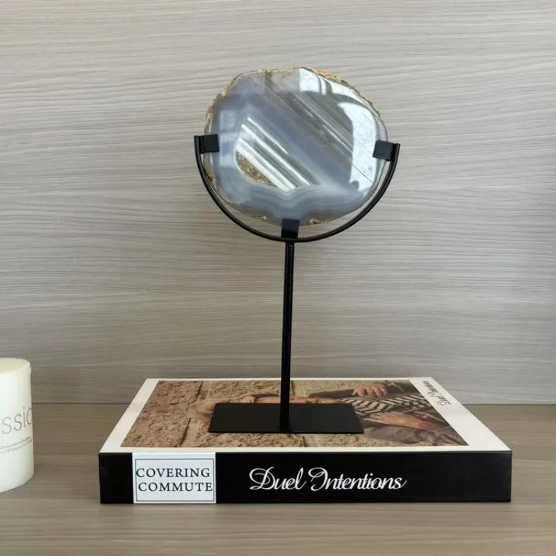 Modern living room cabinet ornament, medieval agate stone ornament, French retro model room soft decoration