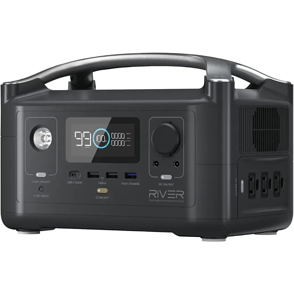 EF ECOFLOW RIVER 288Wh Portable Power Station,3 X 600W(Peak 1200W) AC Outlets