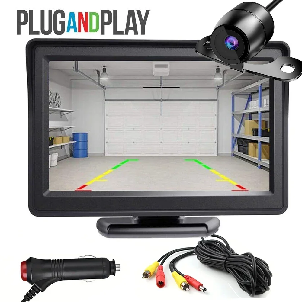 

QueenDer 4.3 Inch Camera Reverse Monitor Rear View Camera Kit Car Monitor Display Parking System