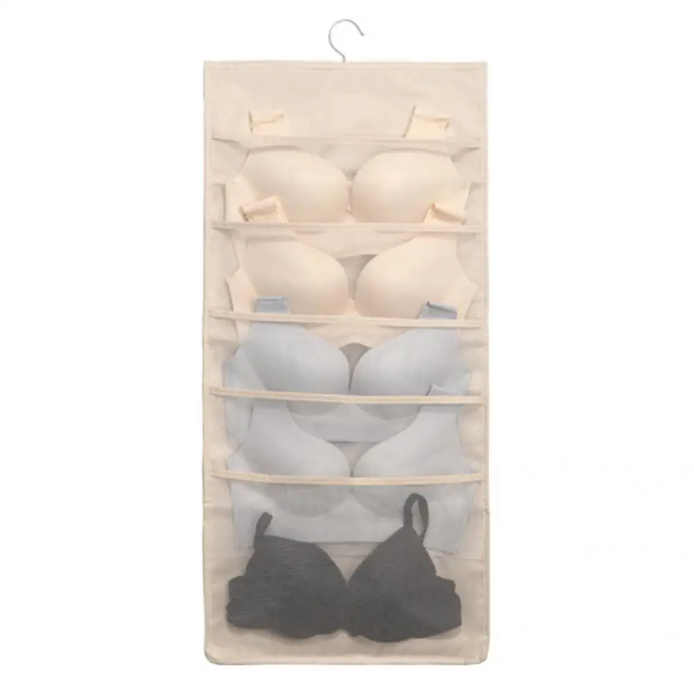 Excellent Space-saving Practical Hanging Bag Bra Storage Hanging Bag with Mesh Pocket for Wardrobe Underwear Organizer