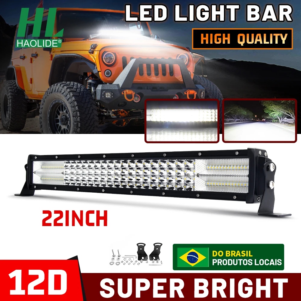 

HAOLIDE 22 INCH Led Light Bar 12V 24V 6500K Spot Flood Combo Beam Driving Light Four Rows Led Bar for 4x4 Offroad Boat Truck SUV