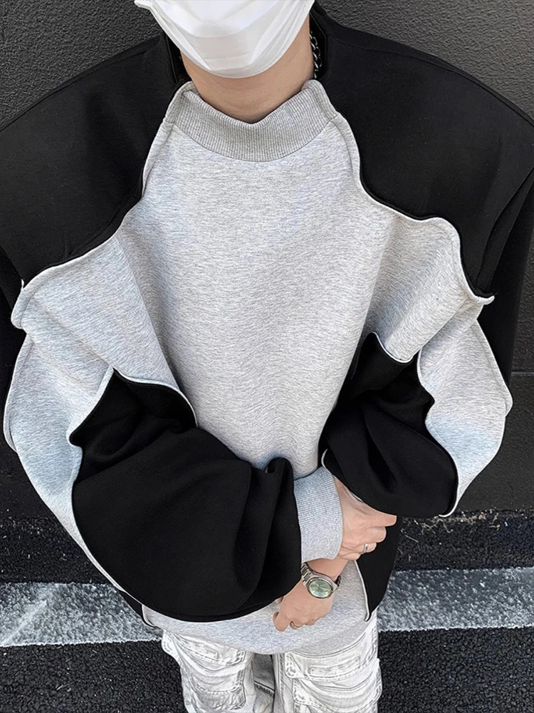 

Мужская толстовка с капюшоном American Sle Oversize Long Sve round Ne Color Blo, волнистая подушечка для повседневной носки, полиэфирное волокно