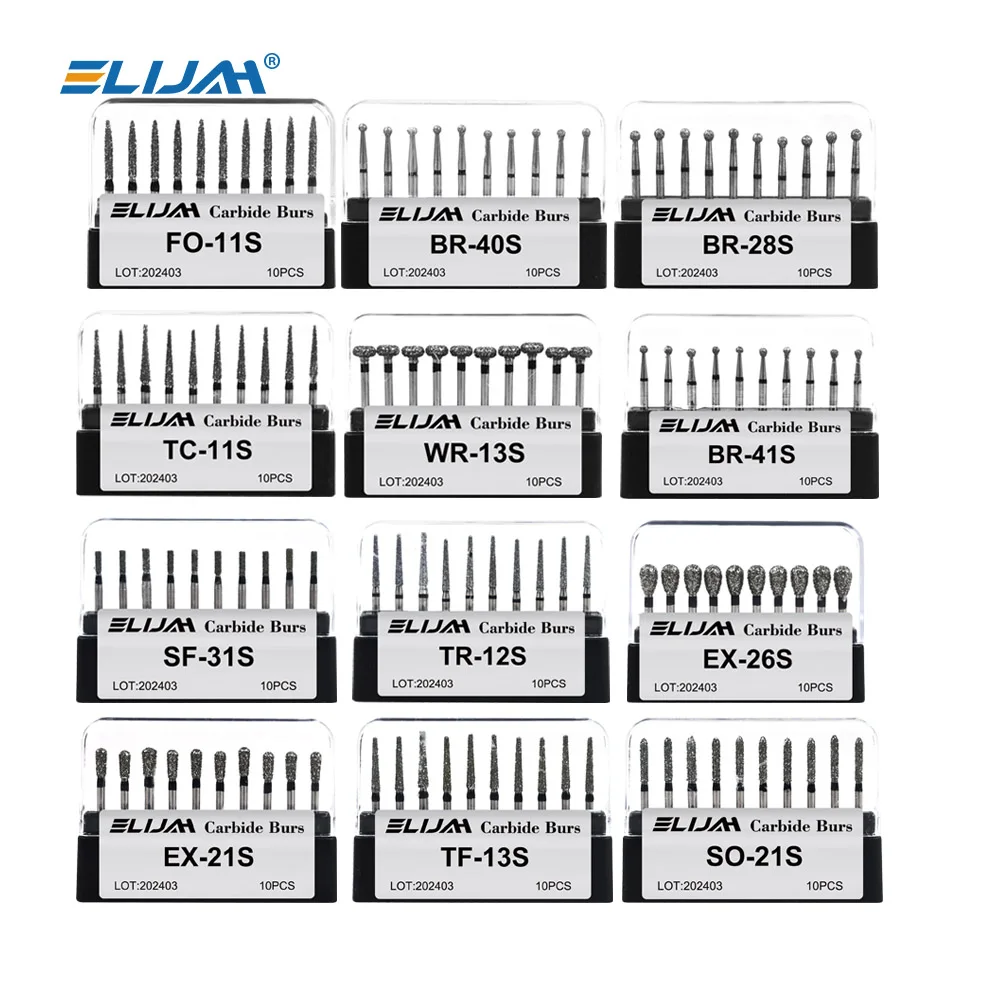 ELIJAH 10 Pcs/Box Dental Diamond Bur Multiple Models Optional Fit For Dental High Speed Handpiece Dentistry Grinding Tools