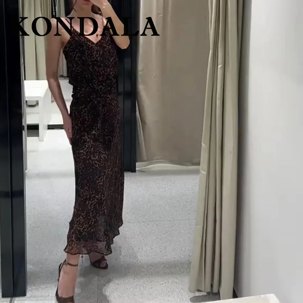 เดรสสายเดี่ยวลายเสือดาวสุดชิคจาก KONDALA แฟชั่นปี 2025 สำหรับงานปาร์ตี้กลางคืน สไตล์ลำลอง เปิดหลัง ทรงเข้ารูป สวยสง่า
