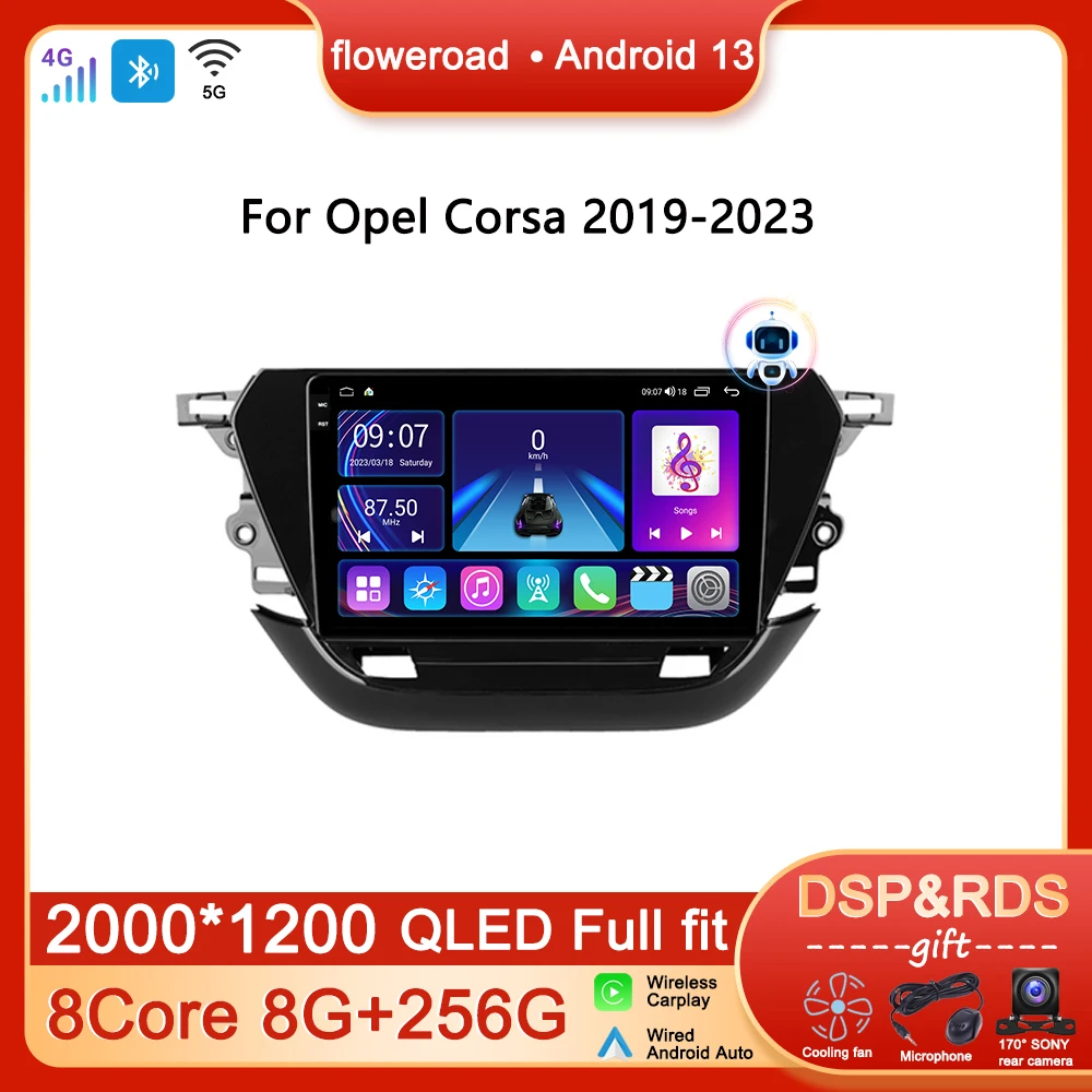 

Auto Android For Opel Corsa 2019 - 2023 Car Radio Multimedia Player GPS Carplay Navigation GPS 8GB+256GB No 2din 2 Din Autoradio