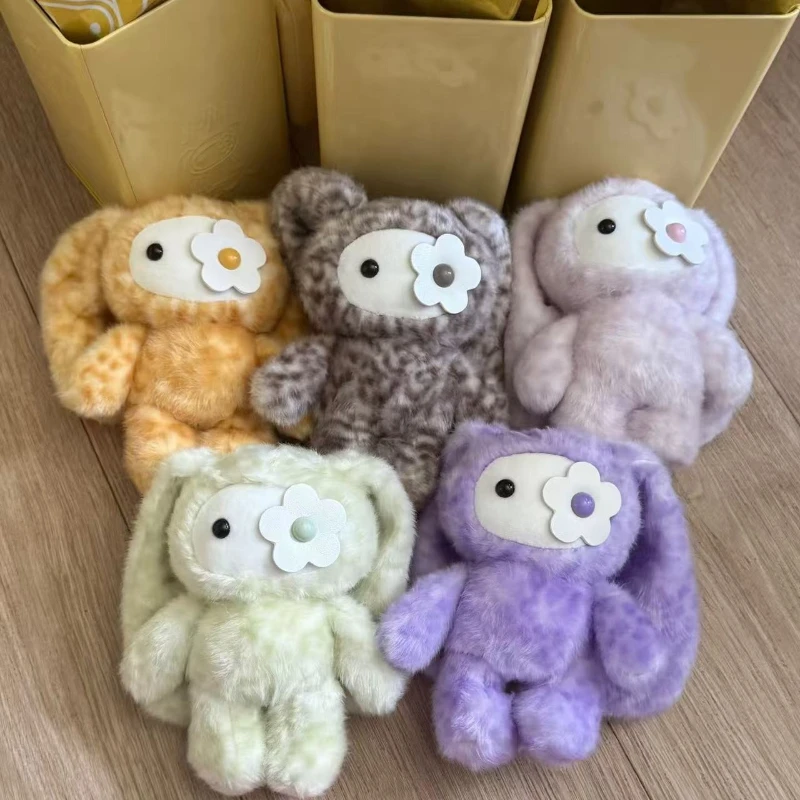 Cute Juju Rabbit Plush Keychain Flower Eye Bunny Stuffed Doll Kawaii Long Ears Animals Bag Pendant Car Keyring Toy Gift for Girl - view 3