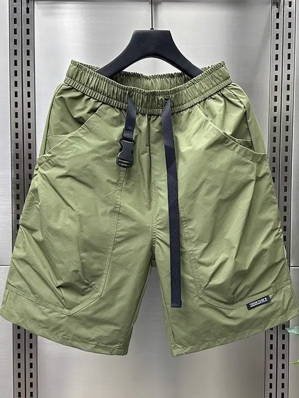 

Youth Casual Loose Fit Men's Workwear orts Thin Large ket Summer Faion Straight Leg Pants mid Waist Elastic Waisand