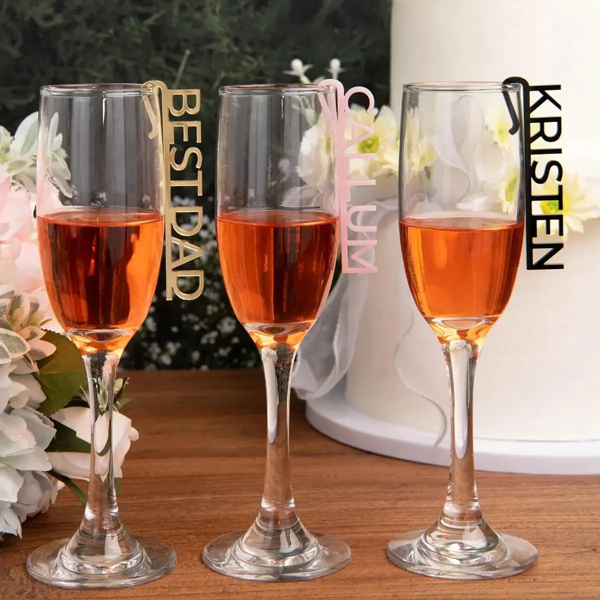 Creative personalized wedding decoration acrylic wine glass hanging sign high-end banquet unique table holiday celebration