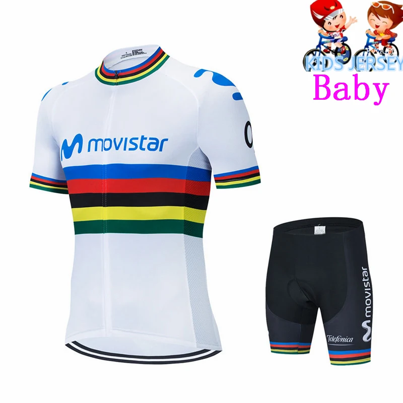 Movistar  Kids Cycling Jersey Set Shorts Children Bike Clothing Breathable Quick Dry Boys Summer Bicycle Wear Maillot Ciclismo