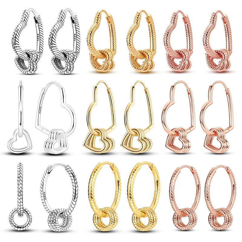 925 Sterling Silver Hoop Earrings Multi-Ring Earrings Drop Earrings For Woman Party Wedding Accessories Fashion Jewelry Gift New