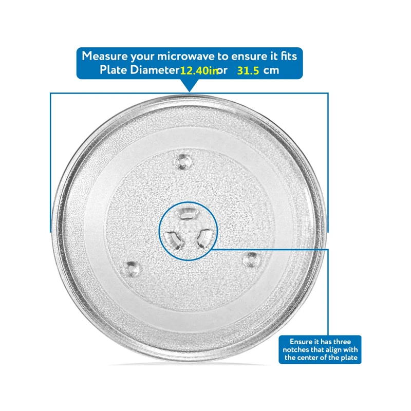 

12.4 inch/31.5 cm Microwave Glass Plate / Microwave Glass Turntable Plate Replacement for 23L 25L Kitchen Microwave