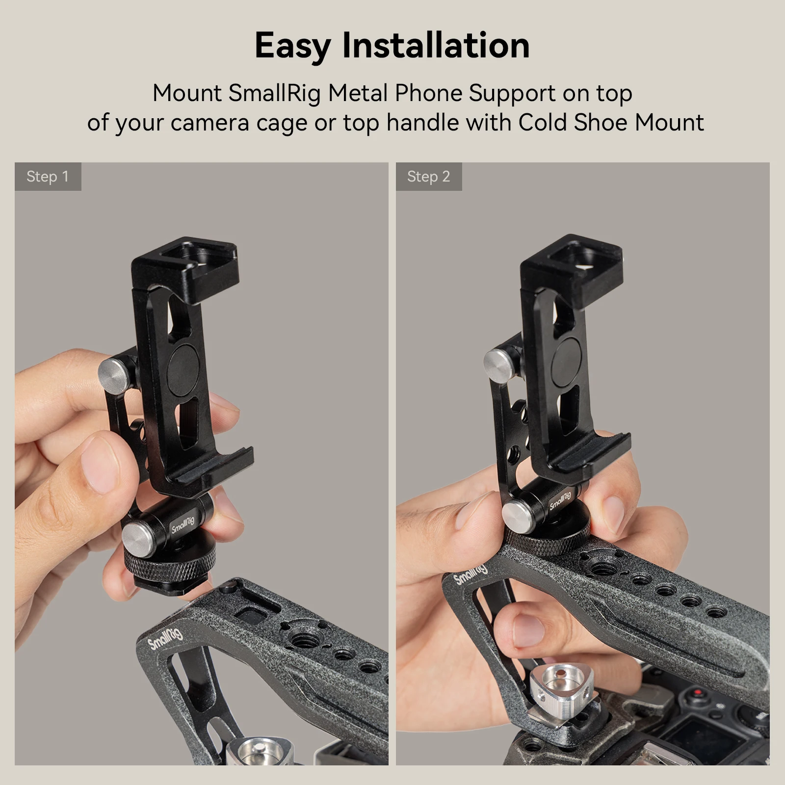 SmallRig Metal Phone Support with Cold Shoe Mount Phone Support for DJI RS 3 /RS 3 Pro/ RS 3 Mini /RS 4Pro/RS 4 w Cold Shoe 4382