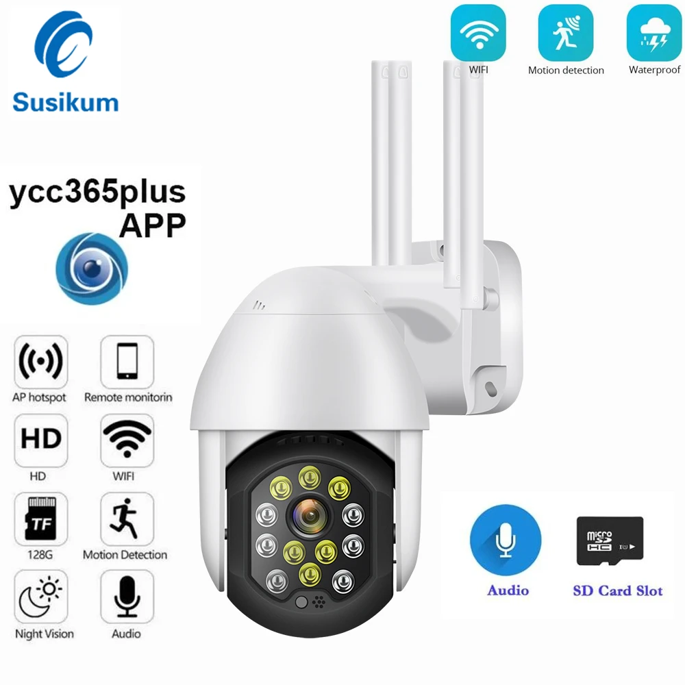 Ycc365 Plus-cámara inteligente para el hogar, videocámara IP de protección de seguridad inalámbrica, impermeable, con WIFI, Audio bidireccional,