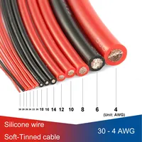 Silicone Car Auto Battery Copper Electric Cable 4 8 10 14 16 24 30 Awg Gauge Solar Panel Flexible Electrical Wire Heat Resistant
