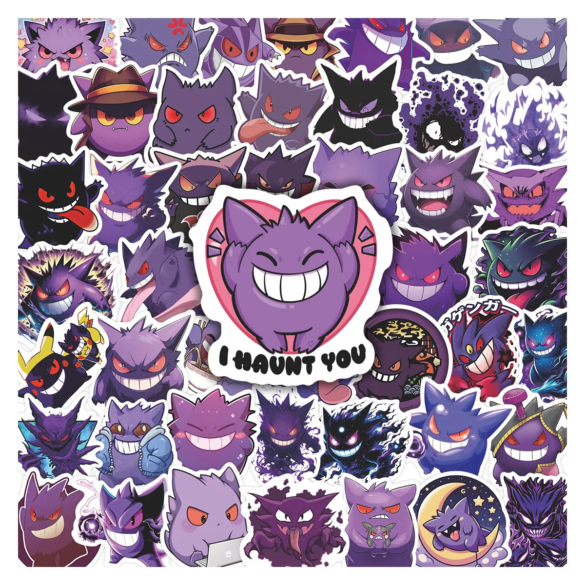 94 Stück Niedliche Pokemon Gengar Aufkleber DIY Motorrad Handy Skateboard Laptop PVC Wasserdichte Spielzeug Graffiti Cartoon Aufkleber Geschenk