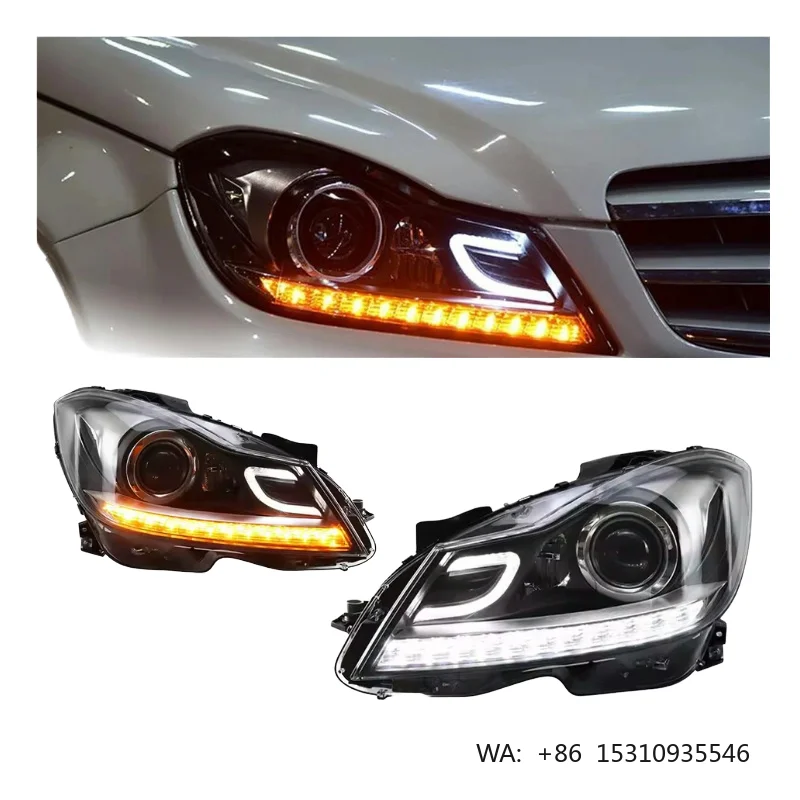 W204 Modified Headlight Upgrade LED for Benz 2011-2014 C180 C200 C260 Head Lamp DRL Signal Projector Lens Front Lamps Assembly