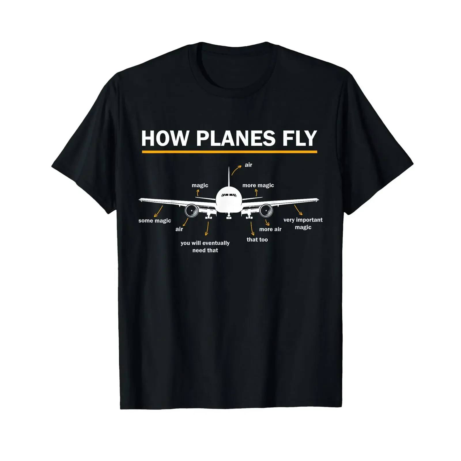 How Planes Fly Diagram Funny Aerospace Engineering Aviation T Shirt vintage Washed streetwear Casual Breathable Stylish homme