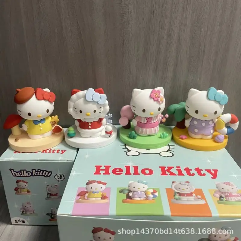 Cartoon Trio Hello Kitty Blind Box Four Seasons Fragrance Hello Cat Decoration Indoor Desktop Car Ornament Prezent dla dzieci