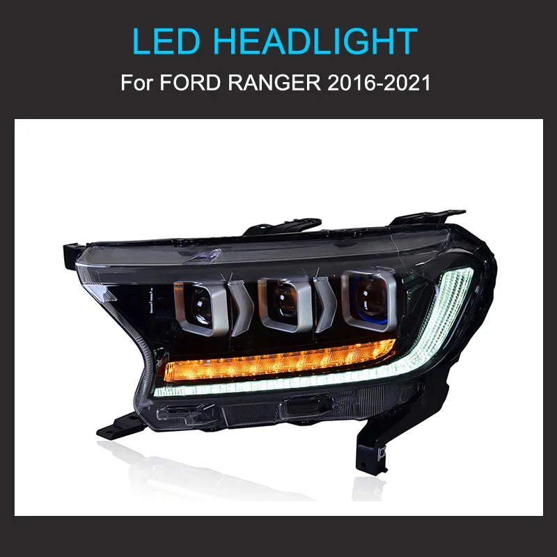 1 زوج LED مجموعة مصابيح أمامية لفورد رينجر 2016-2021 المصباح التوصيل والتشغيل مع LED DRL الديناميكية تحول مصابيح أمامية