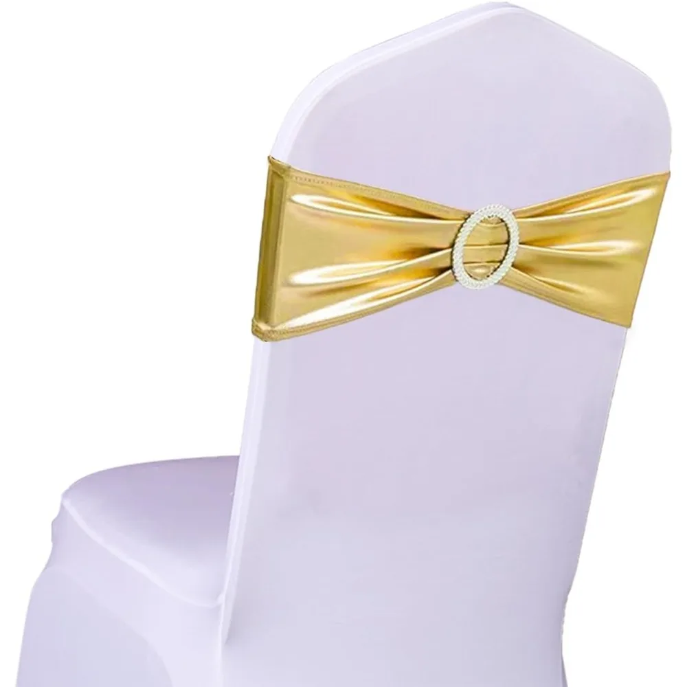 

100 Pack for Wedding Stretch Chairs Bows Bands with Buckle for Party Birthday Bridal Shower Engagement, Christmas Bows