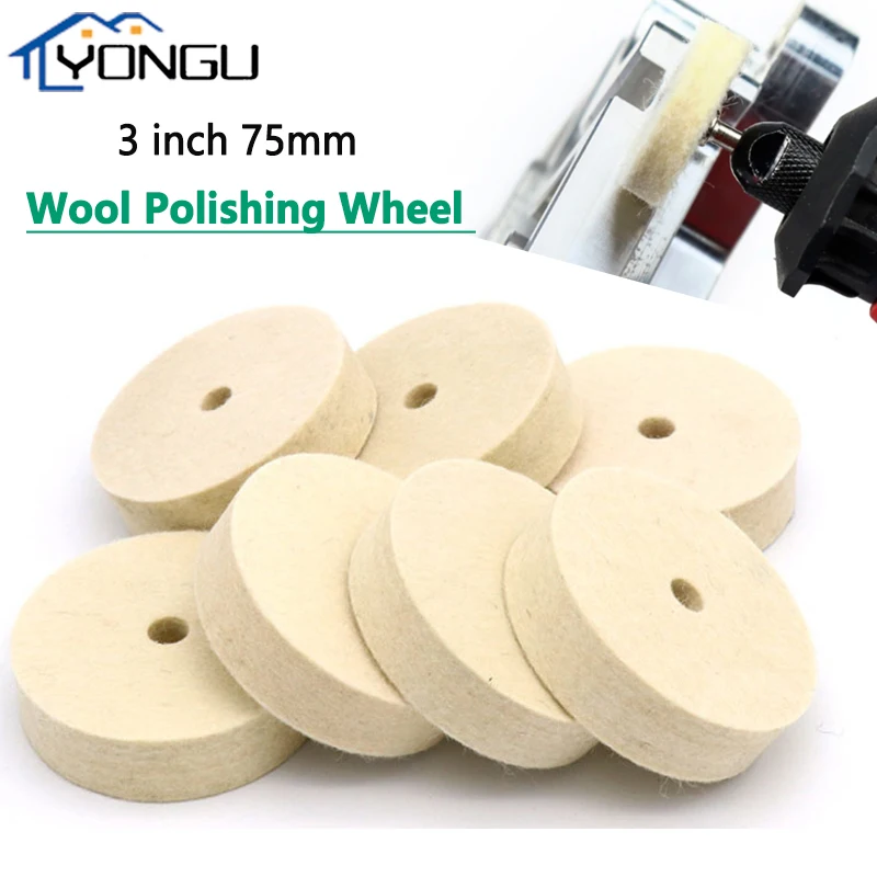 

3 inch 75mm Wool Felt Buffing Polishing Wheel Grinding Head Jade Metal Mirror Surface Finish Bench Grinder Tool