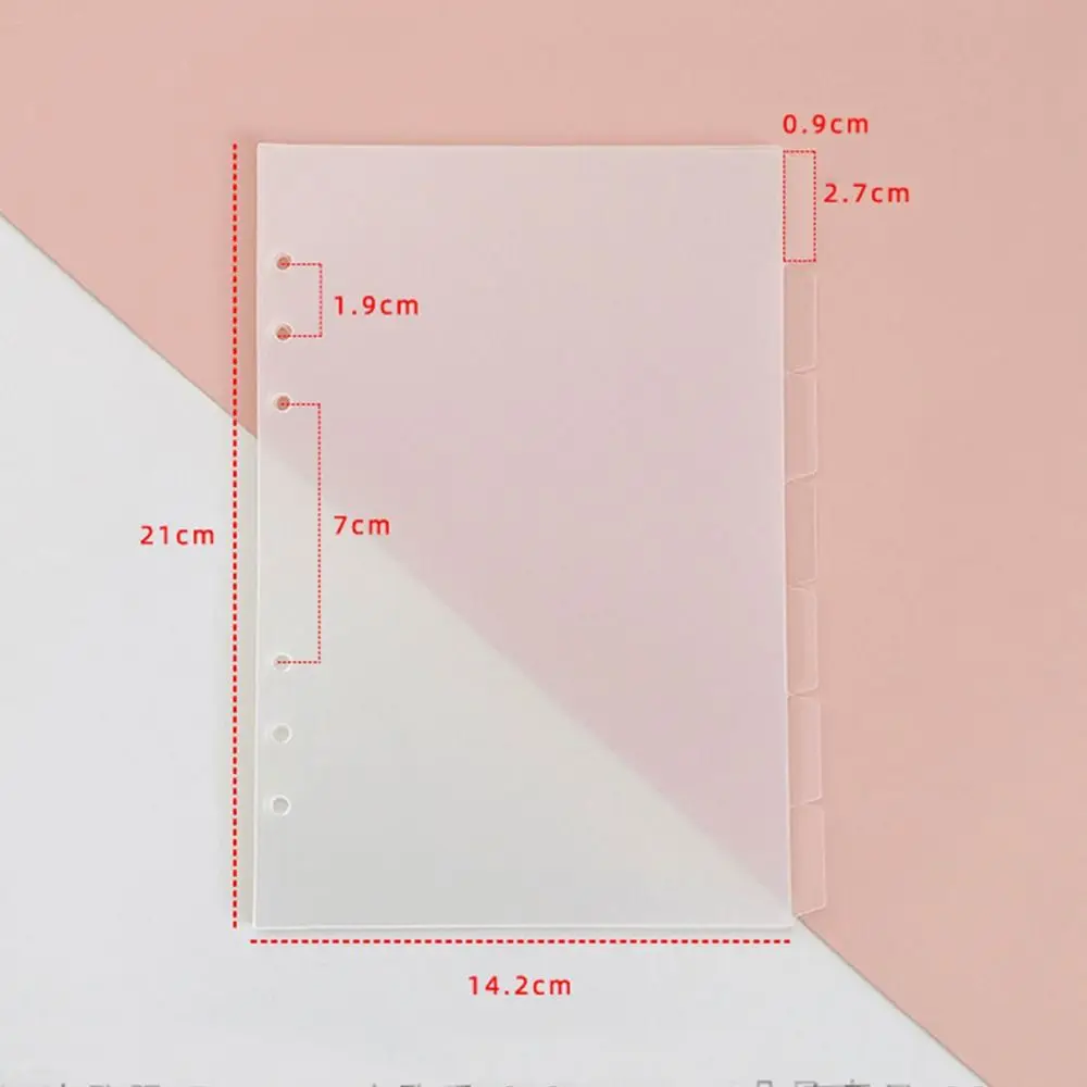 A5 A6 Separator Paper Index Black White Page Notebook Page Classification Separator 6 Holes Transparent